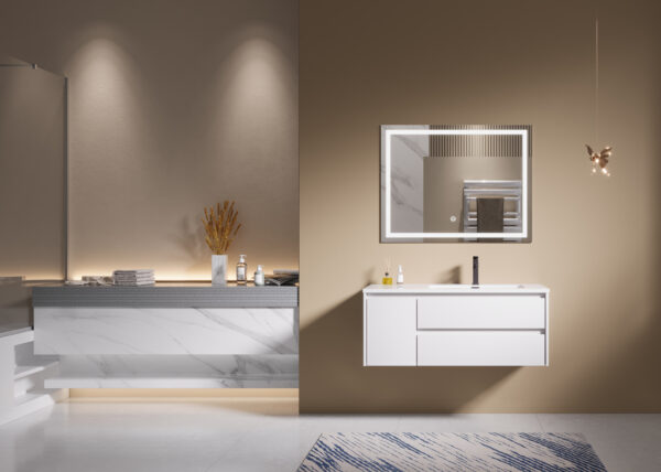White And Gray Modern Bathroom Cabinet for Commercial Hotel Projects - Image 2