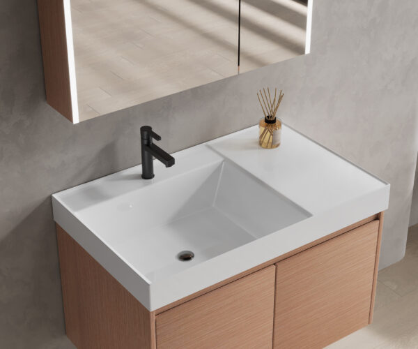 Light Wood - grain Modern Bathroom Cabinet for Commercial Hotel Projects - Image 4