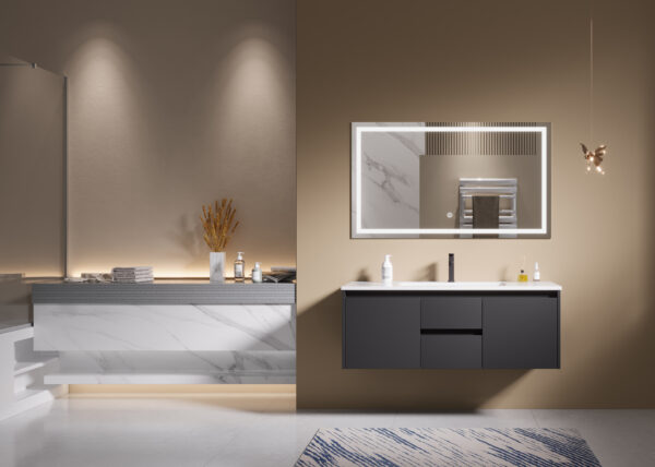 White And Gray Modern Bathroom Cabinet for Commercial Hotel Projects - Image 5