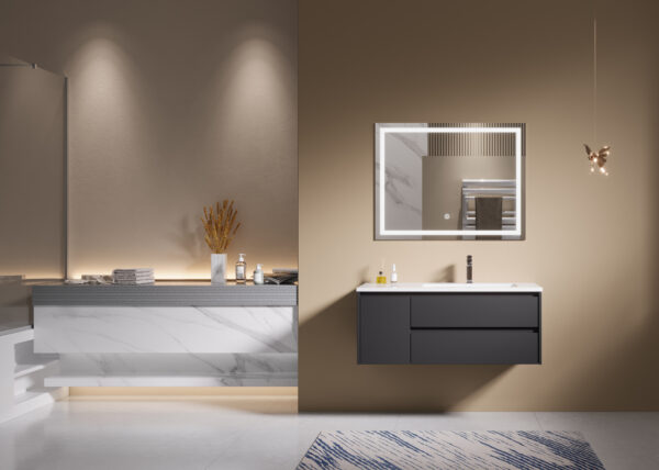 White And Gray Modern Bathroom Cabinet for Commercial Hotel Projects - Image 6
