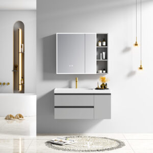 Gray Modern Minimalist Bathroom Cabinet for Commercial Hotel Projects
