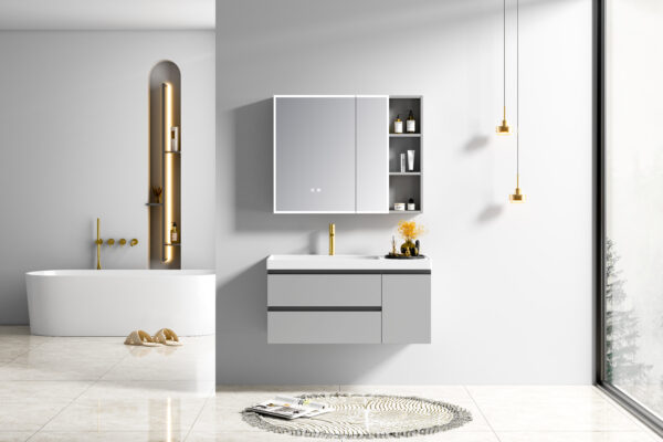 Gray Modern Minimalist Bathroom Cabinet for Commercial Hotel Projects