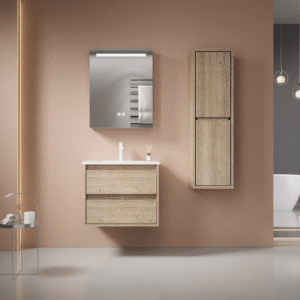 Light Wood - grain Bathroom Cabinet for Commercial Hotel Projects