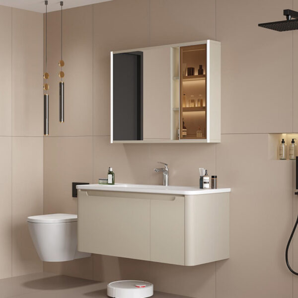 Beige Modern Minimalist Bathroom Cabinet for Commercial Hotel Projects - Image 3
