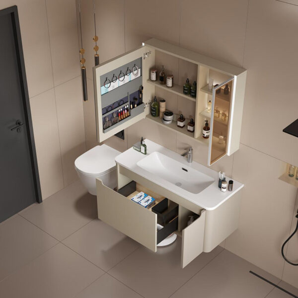 Beige Modern Minimalist Bathroom Cabinet for Commercial Hotel Projects - Image 4