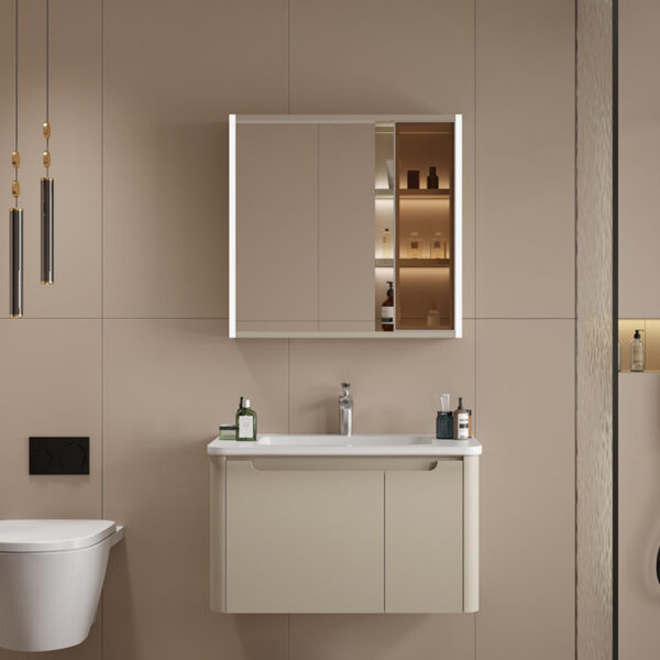 Beige Modern Minimalist Bathroom Cabinet for Commercial Hotel Projects - Image 2