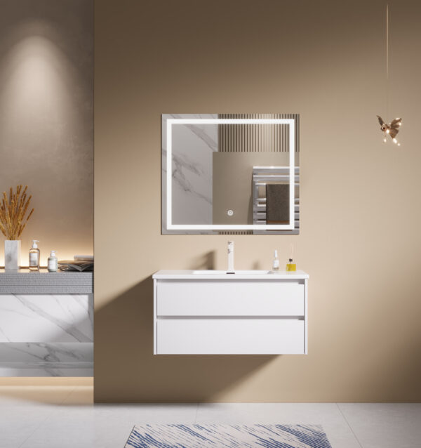 White And Gray Modern Bathroom Cabinet for Commercial Hotel Projects