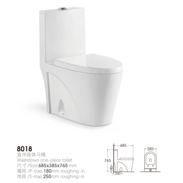 685x385x765mm One Piece Toilet for Hospital Project 8018 - Image 2