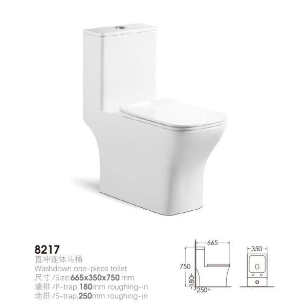 665x350x750mm One Piece Toilet for Public Toilet Project 8217 - Image 2