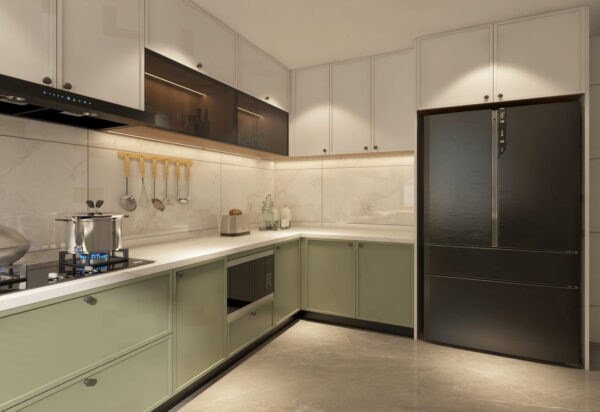Minimalist Elegance: Exploring a Chic White Kitchen with Wooden Accents - Image 2