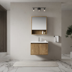 Brown Wood - grain Bathroom Cabinet for Commercial Hotel Projects