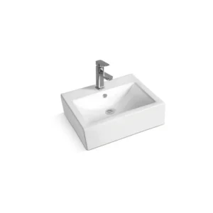 Saudi SABER Square Ceramic Wash Basin with Faucet (Hotel Commercial Use)