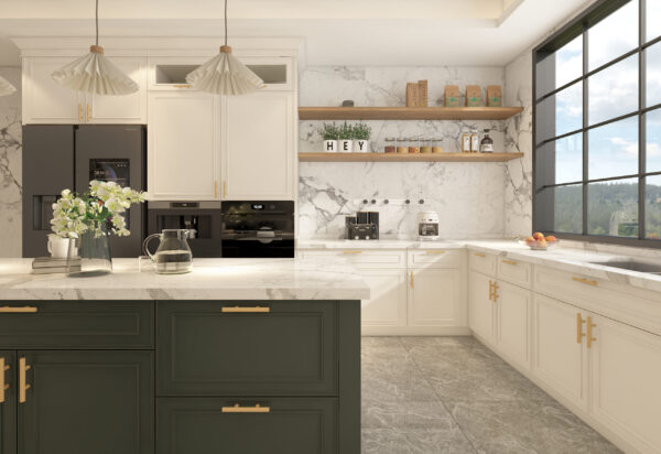 Neutral Slim Shaker Cabinets with Classic Appeal