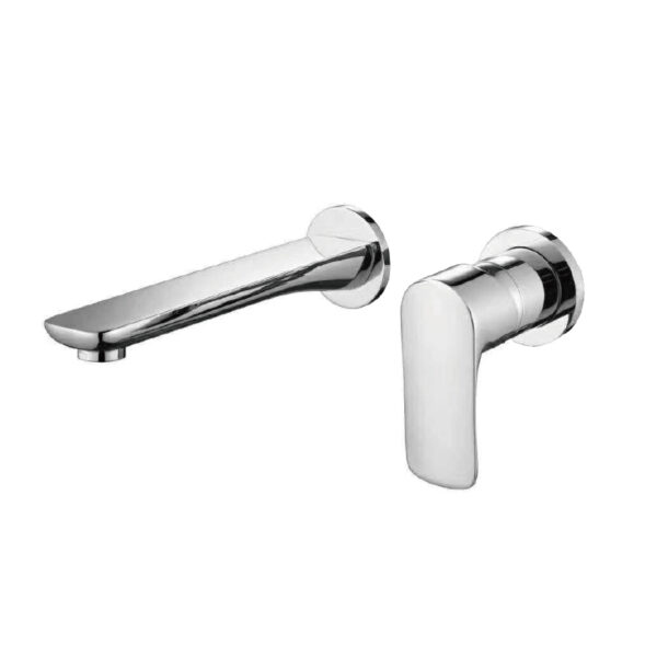 Two-piece Wall-mounted Basin Faucet with Chrome Finish + Green Label Faucet for Daily Bath Use