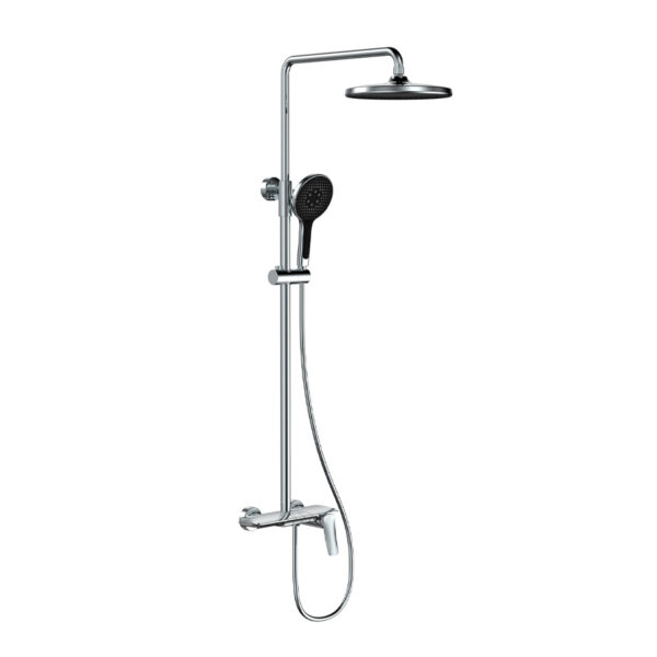 Modern Exposed Rainfall Shower System with Handheld Sprayer and Multiple Finishes DT-5709