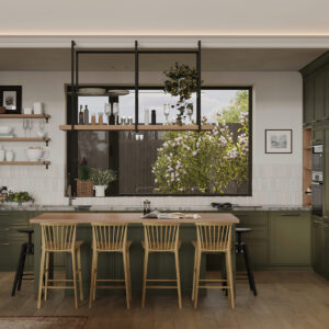 Handleless Island Cabinets with Optimized Prep Zones
