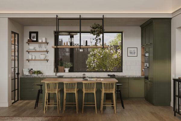 Handleless Island Cabinets with Optimized Prep Zones