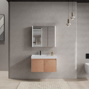 Light Wood - grain Modern Bathroom Cabinet for Commercial Hotel Projects