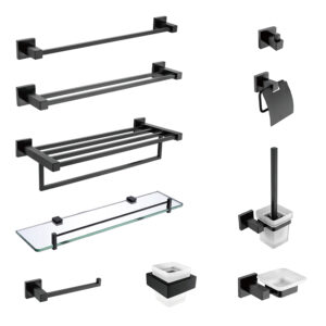 Black Square Bathroom Accessories Set for Mall Project