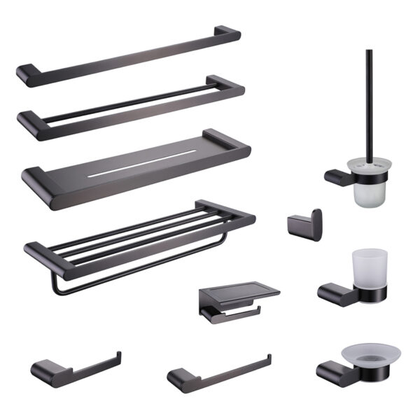 Black Minimalist Bathroom Accessories Set for Residential Building Project