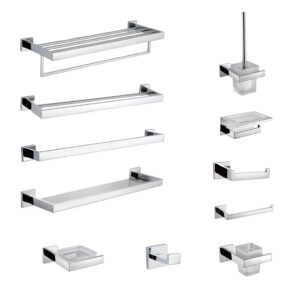 Chrome Square Bathroom Accessories Set for Station Project