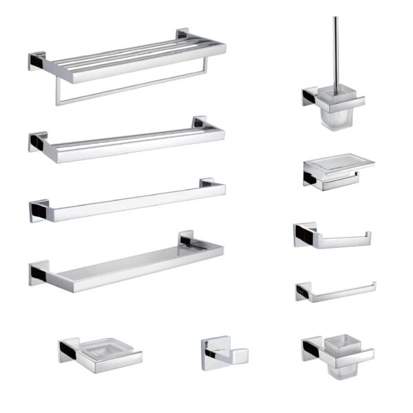 Chrome Square Bathroom Accessories Set for Station Project