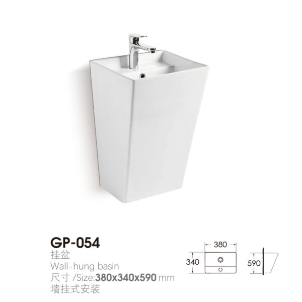 Sleek - designed Wall - Hung Basin GP - 054 | 380×340×590mm | Space - saving Option for Compact Commercial Areas - Image 2