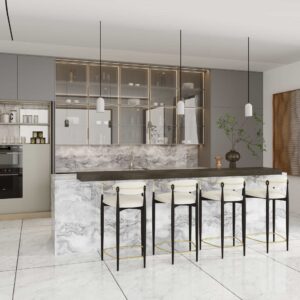 Gray Elegance Marble Showcase of Kitchen Cabinets