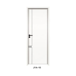 Black - Framed WPC Door featuring Geometric Glass Design