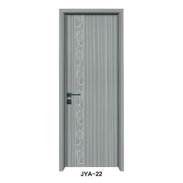 WPC Door with White Curved Circle Decoration