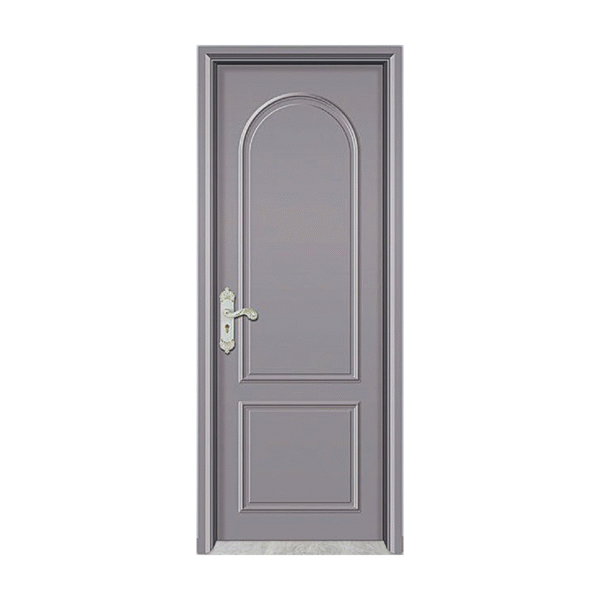 WPC Door in Light Gray with Arched Decoration