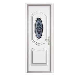 White WPC Door featuring Oval - glass and Vintage Handle