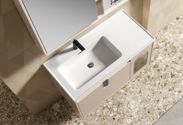 Beige Modern Bathroom Cabinet with Glass - door Design for Commercial Hotel Projects - Image 6
