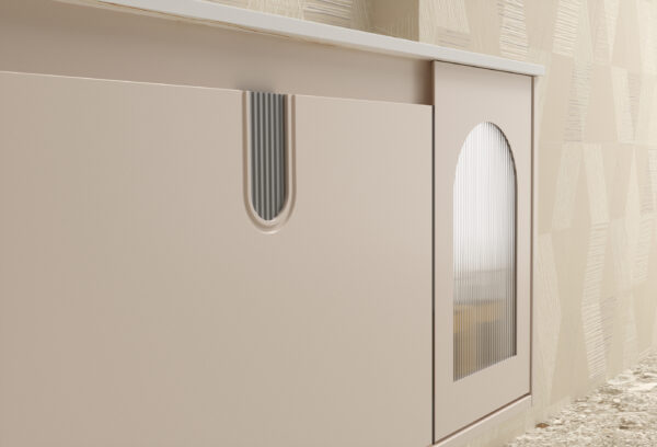 Beige Modern Bathroom Cabinet with Glass - door Design for Commercial Hotel Projects - Image 2