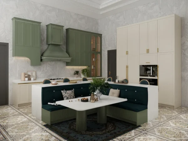Elegant Green and Beige Kitchen by American Cabinet Refacing - Image 3