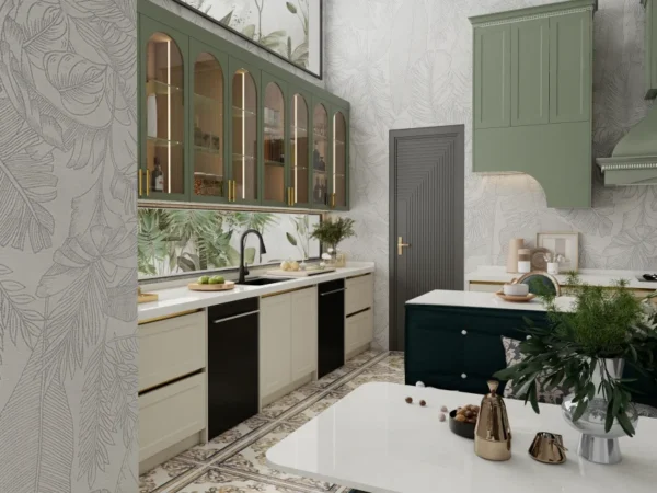 Elegant Green and Beige Kitchen by American Cabinet Refacing - Image 4