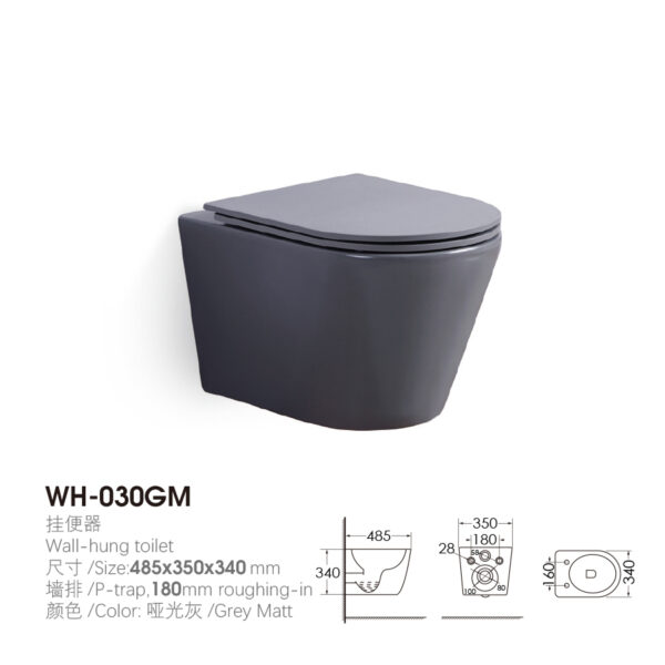 SABER Matte Black Wall-hung Toilet (Saudi Luxury Villa, Anti-fingerprint Finish) - Image 2