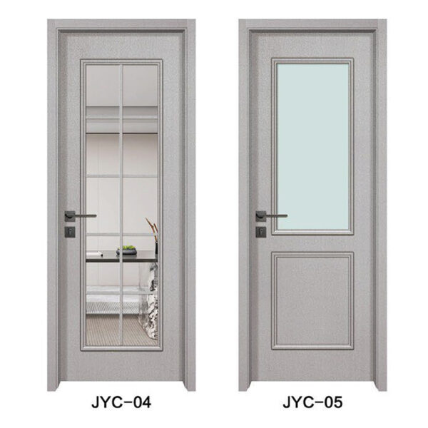 WPC Door with Long - strip Glass Panel - Image 3