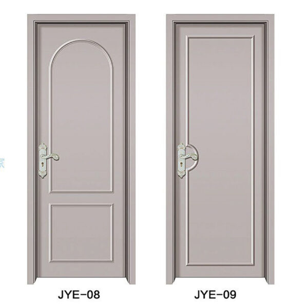 WPC Door in Light Gray with Arched Decoration - Image 3
