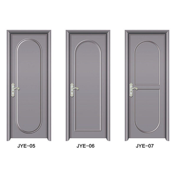 WPC Door in Light Gray with Arched Decoration - Image 4