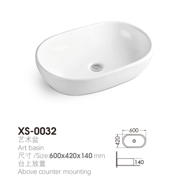 SABER Oval Ceramic Wash Basin (Saudi Villa, Stain-Resistant Glaze) - Image 2