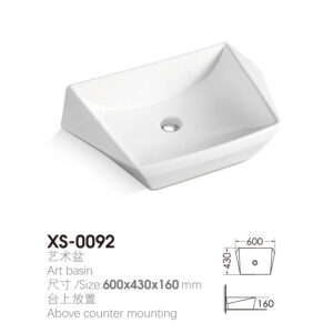 Special-shaped 600x430x160mm Above Counter Wash Basin for Exhibition Hall Project XS-0092