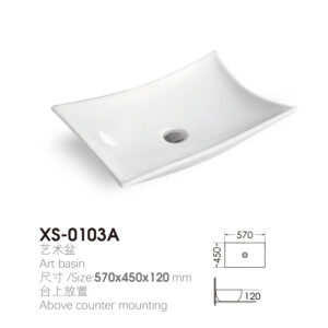 Special-shaped 570x450x120mm Above Counter Wash Basin for Gallery Project XS-0103A