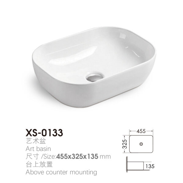 Oval 455x325x135mm Above Counter Wash Basin for Stadium Project XS-0133 - Image 2