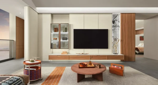 Retro Maillard Style Full-House Furniture: Walnut & White Elegance - Image 2