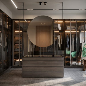 Bohemian Rattan Sliding Door Wardrobe with Wicker Basket Storage