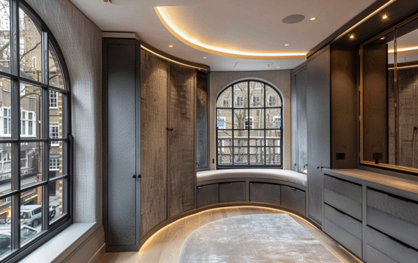 Contemporary Gray Matte Wardrobe with Floor-to-Ceiling Glass Doors - Image 2