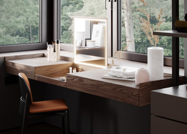 Contemporary Minimalist Closet with Floor-to-Ceiling Matte Cabinets and Hidden Lighting - Image 3