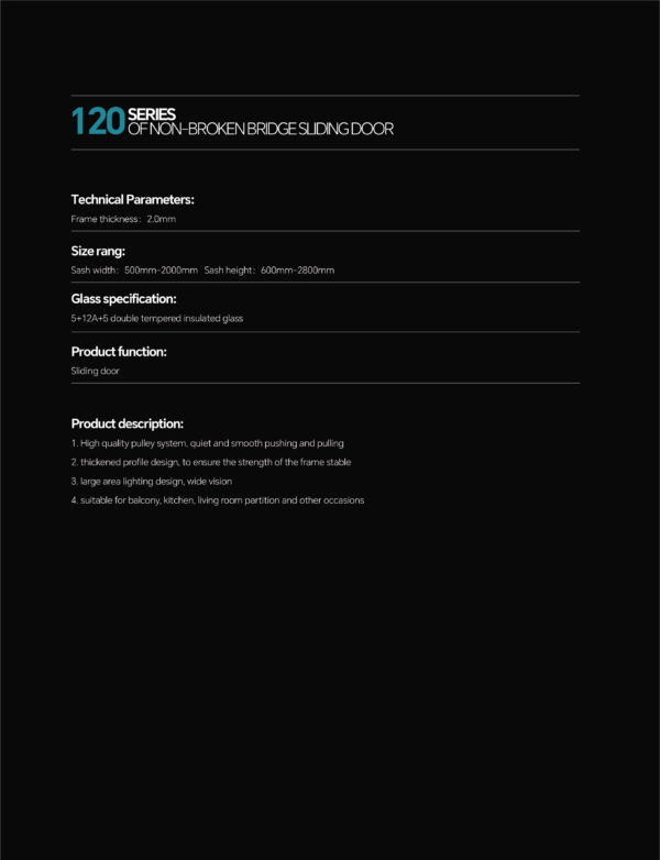 120 Non-thermal 3-track Sliding Door( with flyscreen) - Image 3