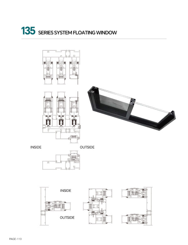 135 Thermal-break Floating 3-track Sliding Window(with flyscreen) - Image 2